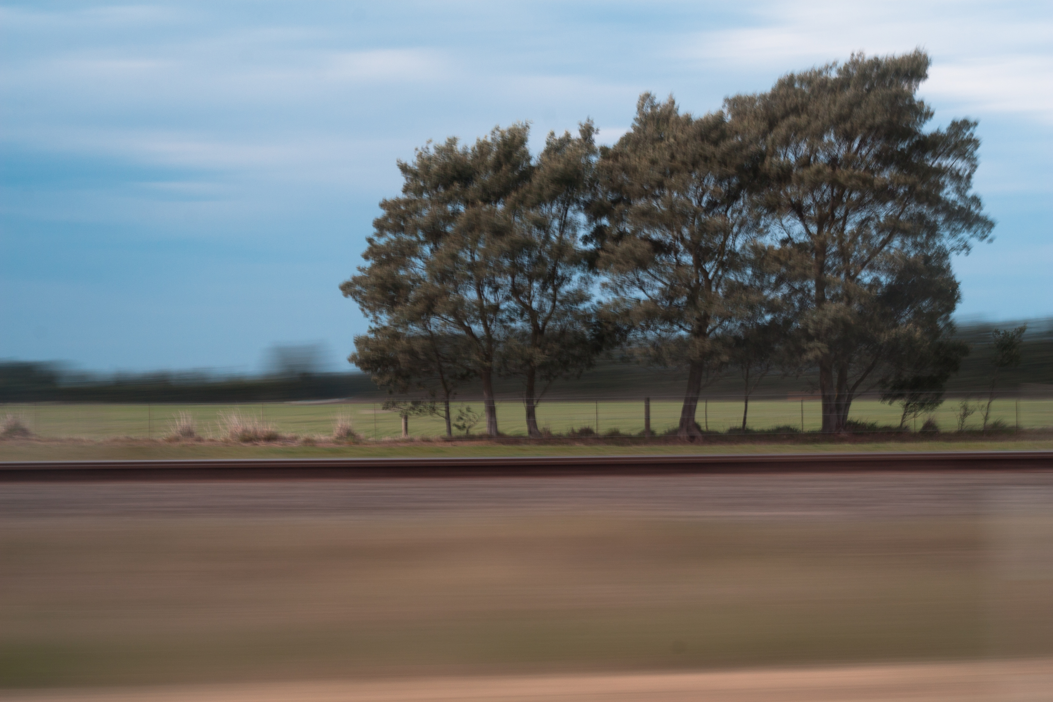 foreground blurred, shot out car window.