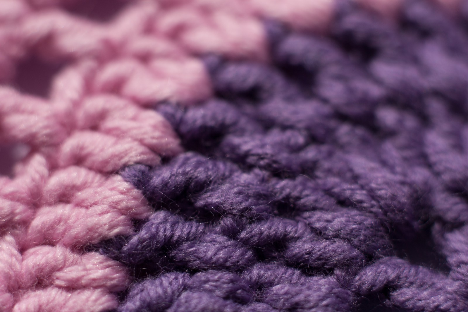 pink and purple crocheted dish cloth