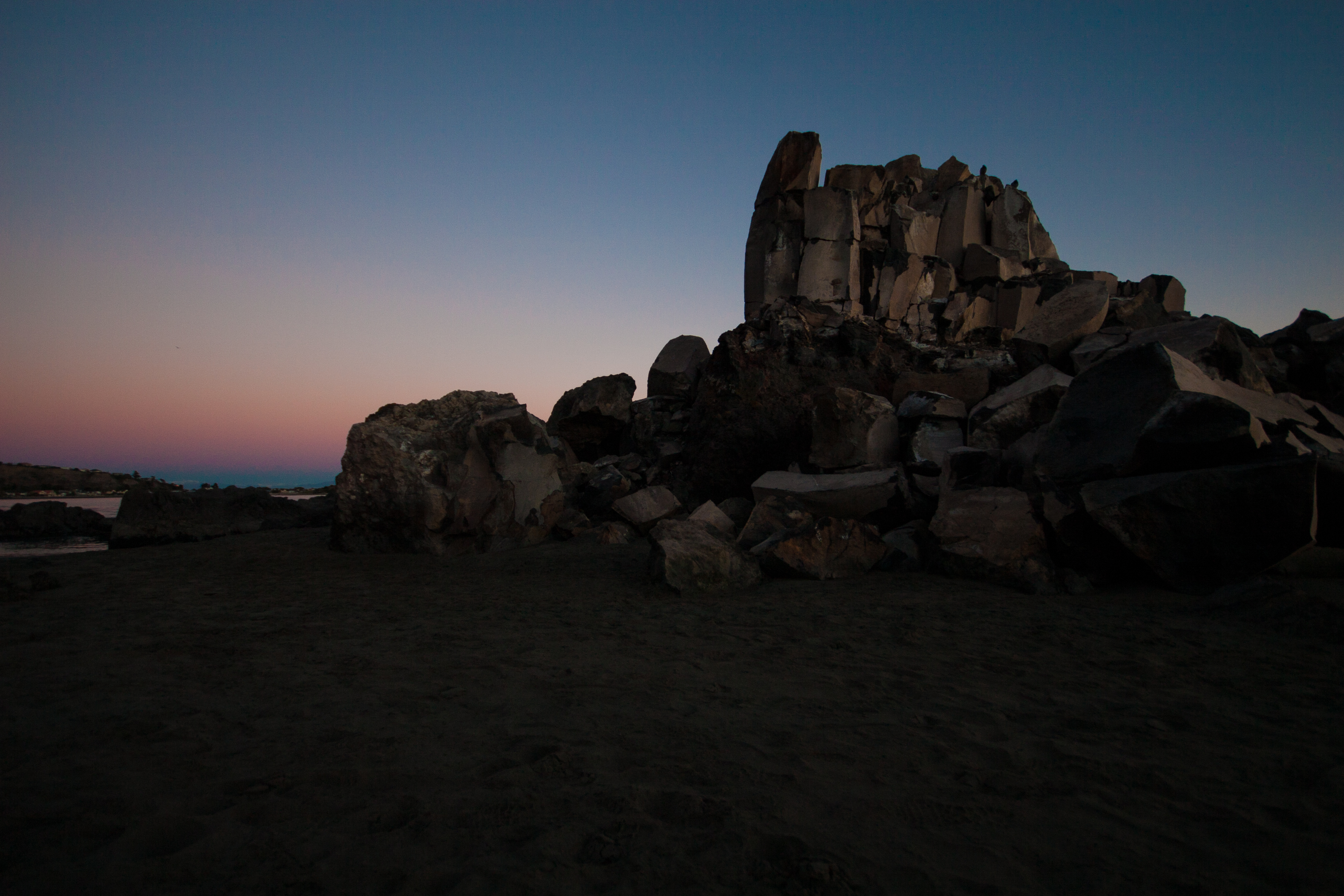 shag rock illuminated by the sunrise
