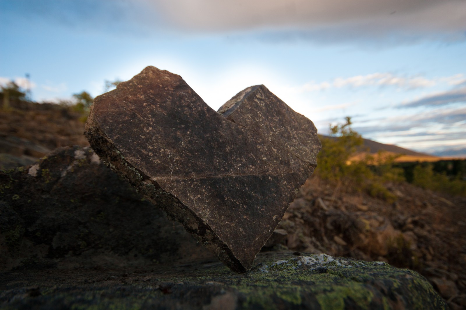 heart shaped rock in the dawn light 